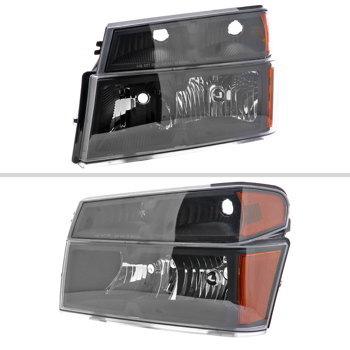 2004-2012 Chevrolet Colorado/GMC Canyon/Isuzu I-Series Factory Style Headlights & Corner Lights Pair (Matte Black Housing/Clear Lens)