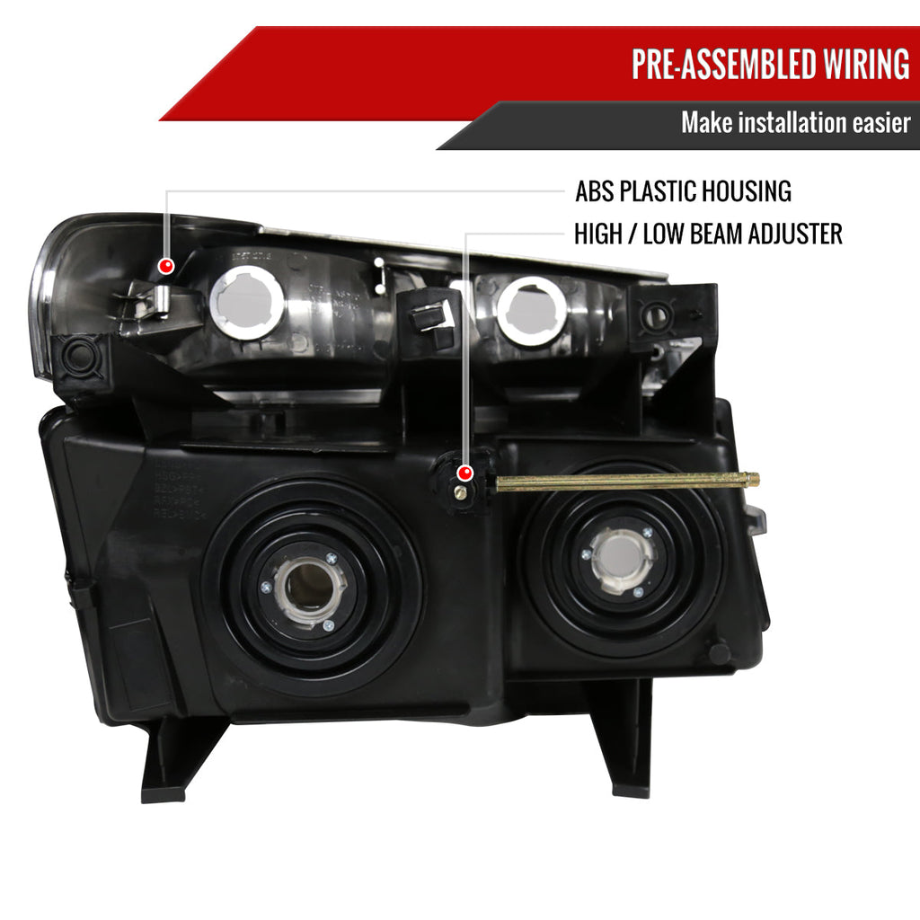 2004-2012 Chevrolet Colorado GMC Canyon Isuzu I-Series Factory Style Headlights & Corner Lights Pair (Matte Black Housing/Clear Lens)