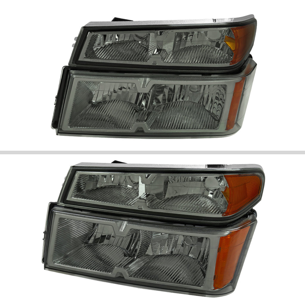 2004-2012 Chevrolet Colorado GMC Canyon Isuzu I-Series Factory Style Headlights & Corner Lights (Chrome Housing/Light Smoked Lens)