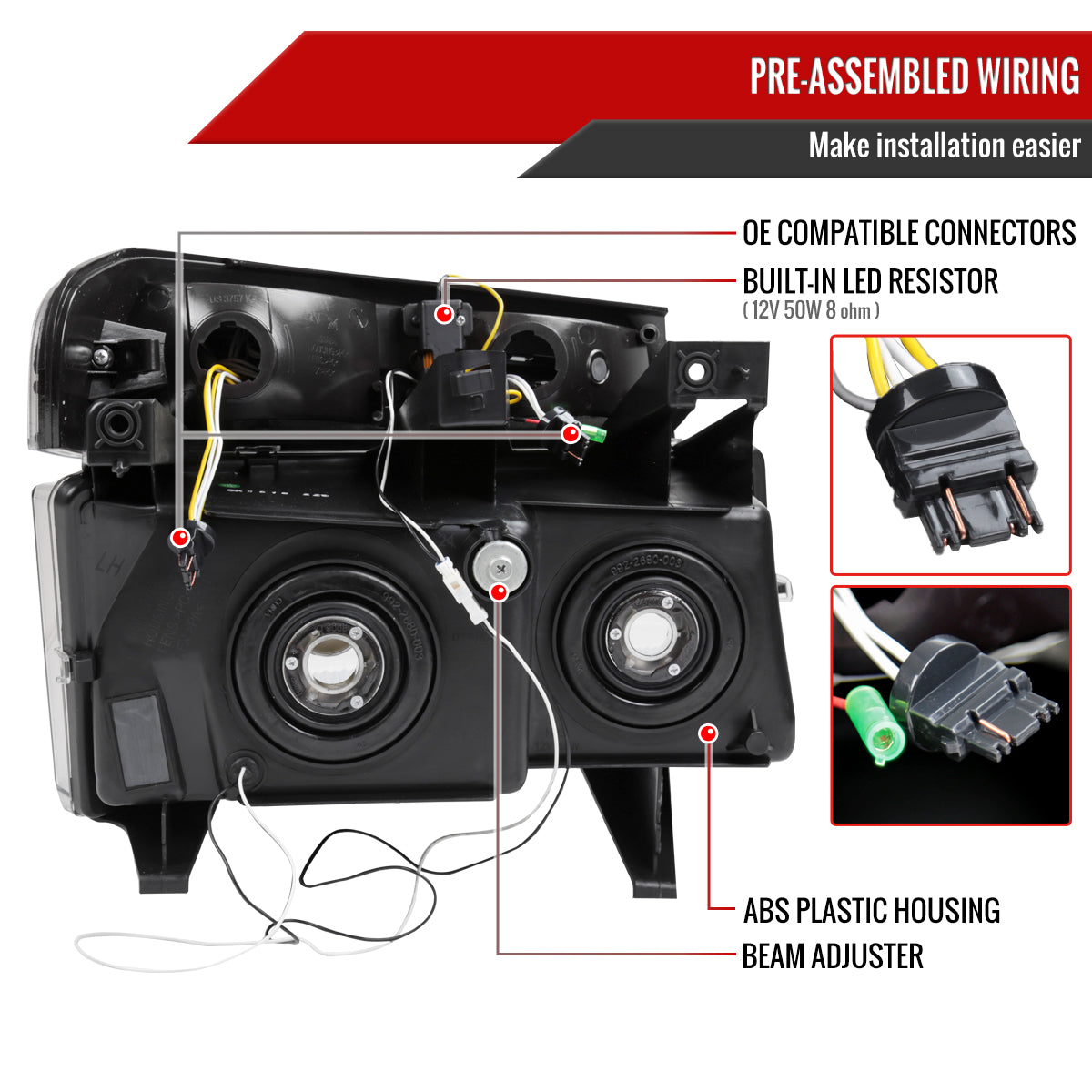 2004-2012 Chevrolet Colorado GMC Canyon/2006-2008 ISUZU I-Series Sequential Turn Signal Factory Style Headlights with LED Bar (Matte Black Housing/Smoked Lens)