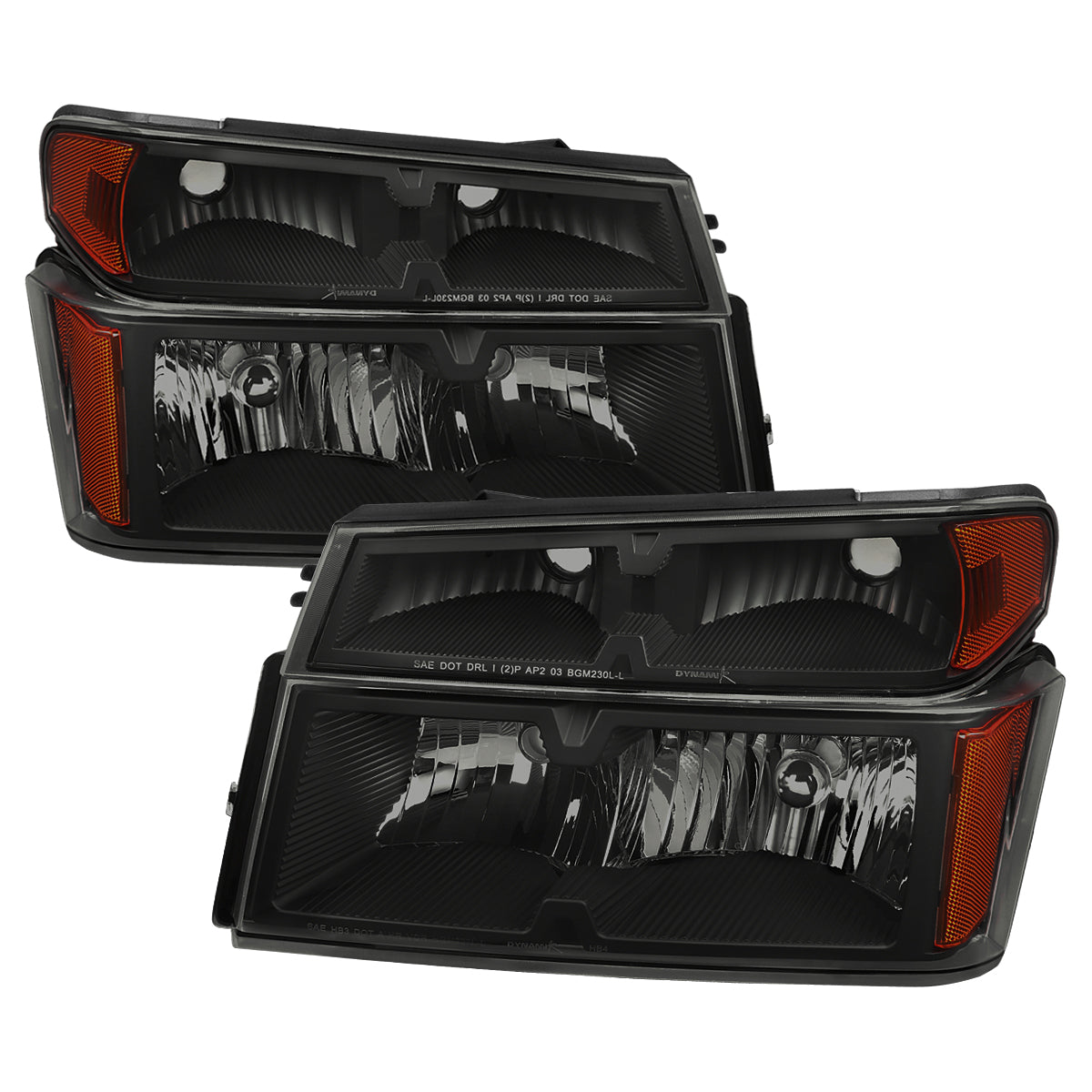 2004-2012 Chevrolet Colorado/GMC Canyon/Isuzu I-Series Factory Style Headlights & Corner Lights Pair(Matte Black Housing/Smoked Lens)
