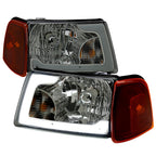 2001-2011 Ford Ranger LED Bar Factory Style Headlights w/Amber Corner Lamp (Chrome Housing/Smoked Lens)