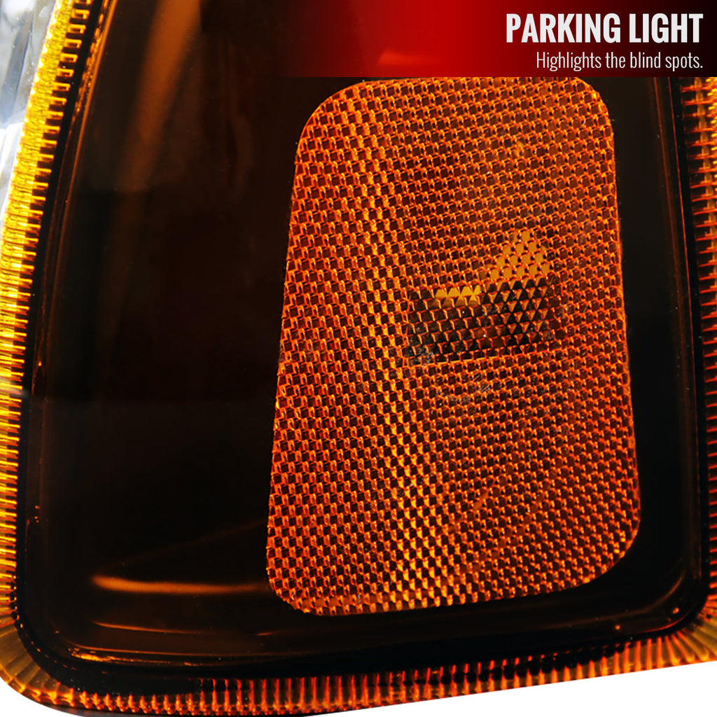 2001-2011 Ford Ranger Factory Style Headlights w/ Amber Lens Corner Signal Lights (Matte Black Housing/Clear Lens)