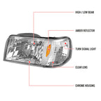 1993-1997 Ford Ranger Factory Style Headlights w/ Corner Signal Lights (Chrome Housing/Clear Lens)