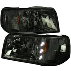 1993-1997 Ford Ranger Factory Style V2 Headlights w/ Corner Lights (Chrome Housing/Smoked Lens)