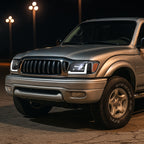 2001-2004 Toyota Tacoma LED Bar Factory Style Headlights w/ Corner Lamps and Amber Reflector (Matte Black Housing/Clear Lens)