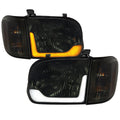 2005-2006 Toyota Tundra/2005-2007 Sequoia Switchback Sequential LED Bar Factory Style Headlights w/Corner Lamps (Chrome Housing/Smoked Lens)