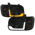 2005-2006 Toyota Tundra/2005-2007 Sequoia Switchback Sequential LED Bar Factory Style Headlights w/Corner Lamps (Chrome Housing/Smoked Lens)