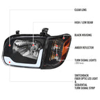 2005-2006 Toyota Tundra/2005-2007 Sequoia Switchback Sequential LED Bar Factory Style Headlights w/Corner Lamps (Matte Black Housing/Clear Lens)