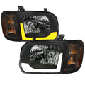 2005-2006 Toyota Tundra/2005-2007 Sequoia Switchback Sequential LED Bar Factory Style Headlights w/Corner Lamps (Matte Black Housing/Clear Lens)