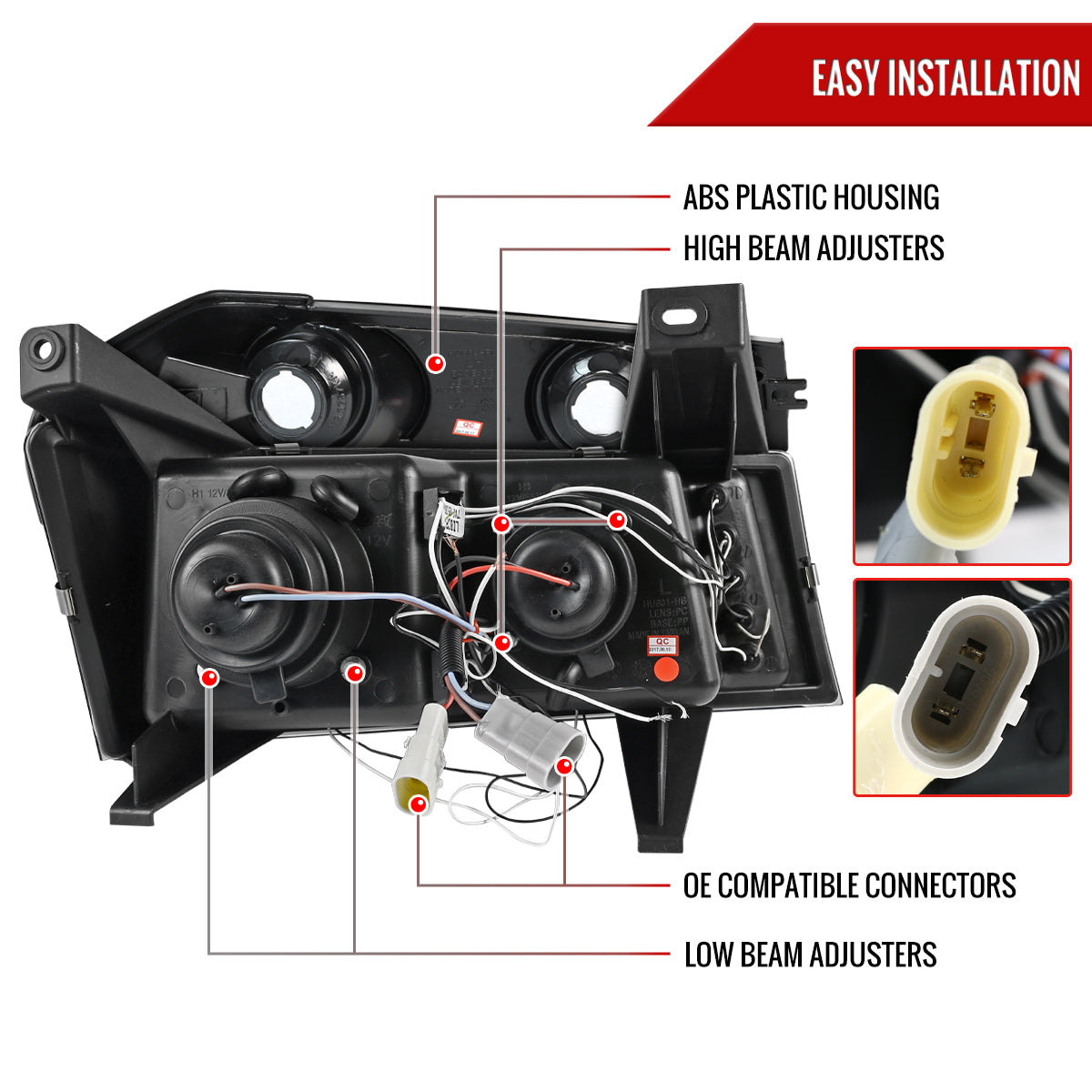 2004-2012 Chevrolet Colorado GMC Canyon Dual Halo Projector Headlights & Corner Lights Pair (Jet Black Housing/Clear Lens)