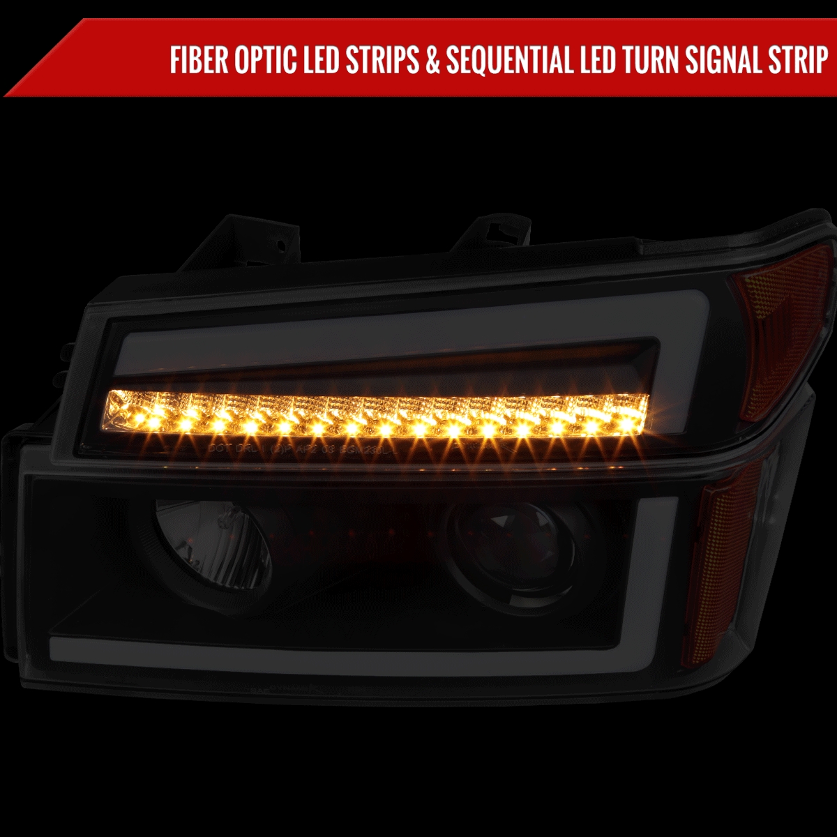 2004-2012 Chevrolet Colorado/GMC Canyon LED Sequential Turn Signal Projector Headlights and Corner Lamp Assembly (Matte Black Housing/Smoked Lens)