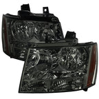 2007-2014 Chevrolet Avalanche/Tahoe/Suburban Factory Style Headlights (Chrome Housing/Smoked Lens)