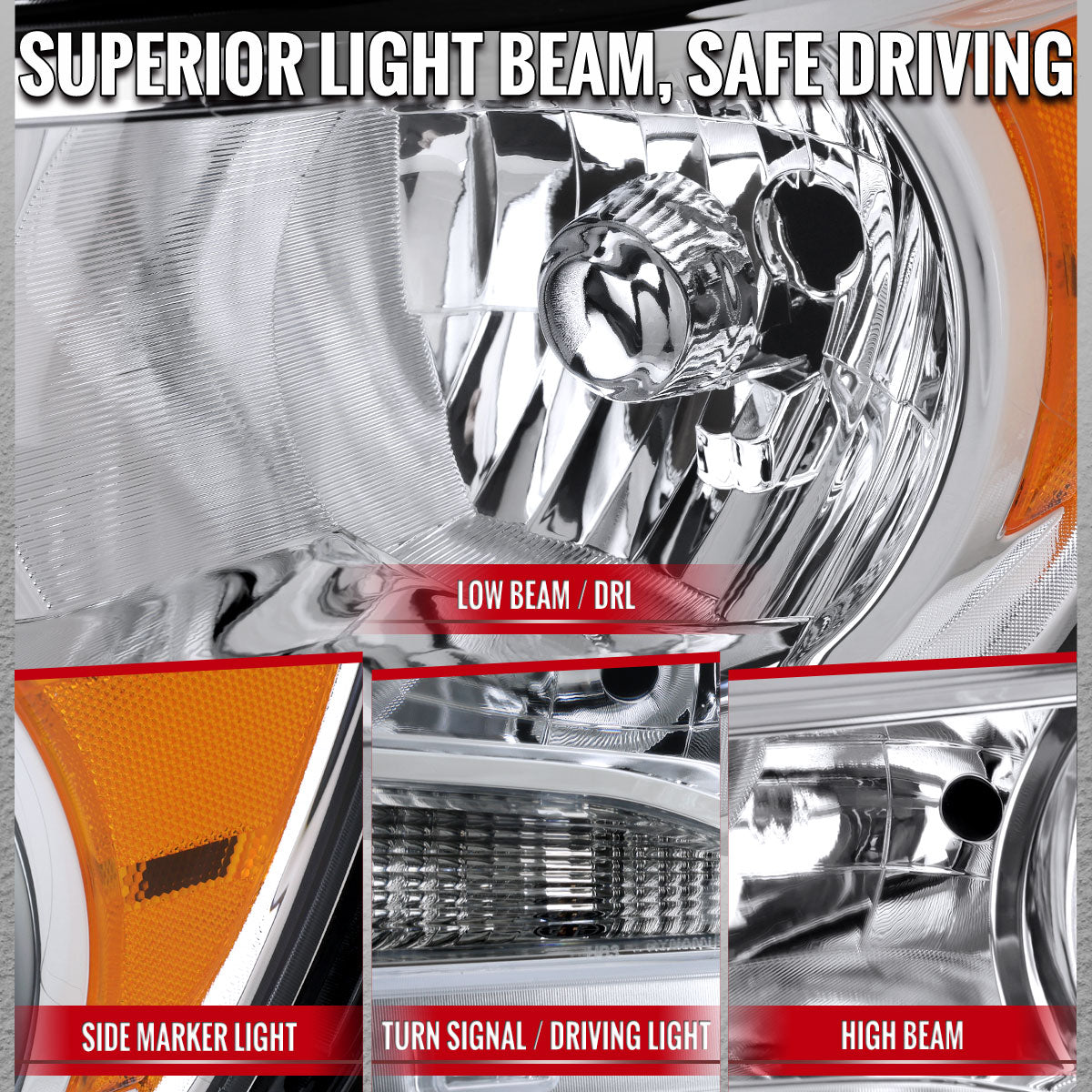 2015-2022 Chevrolet Colorado Factory Style Headlights (Chrome Housing / Clear Lens)