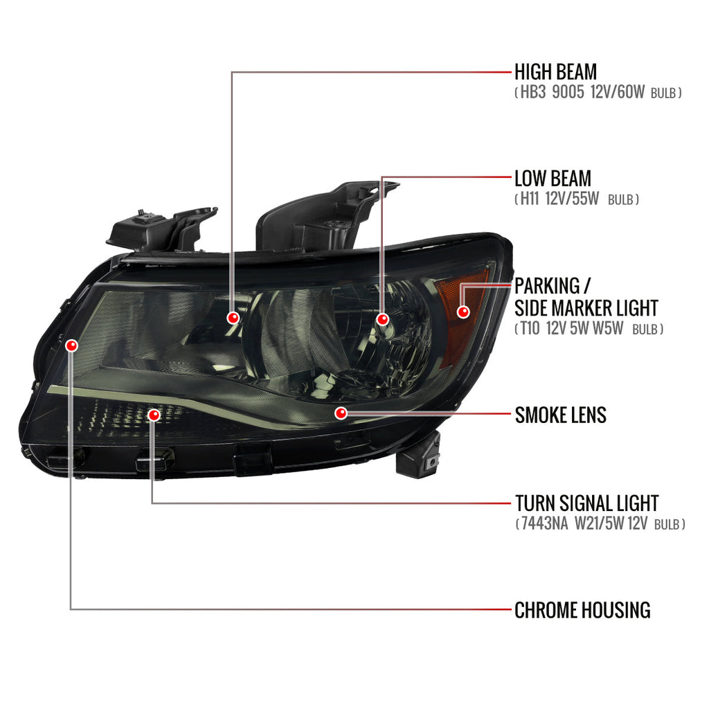 2015-2022 Chevrolet Colorado Factory Headlights (Chrome Housing / Smoked Lens)