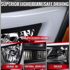 2015-2022 Chevrolet Colorado Factory Style Headlights with Sequential Switchback LED Bar Turn Signal (Black Housing / Clear Lens)