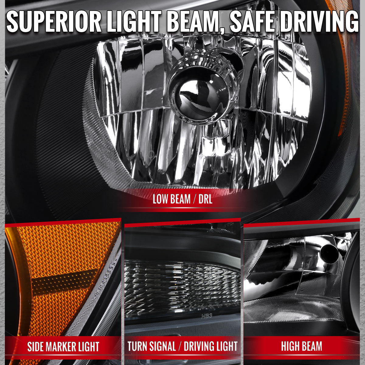 2015-2022 Chevrolet Colorado Factory Style Headlights (Black Housing / Clear Lens)