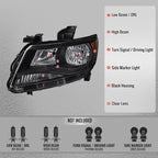 2015-2022 Chevrolet Colorado Factory Style Headlights (Black Housing / Clear Lens)