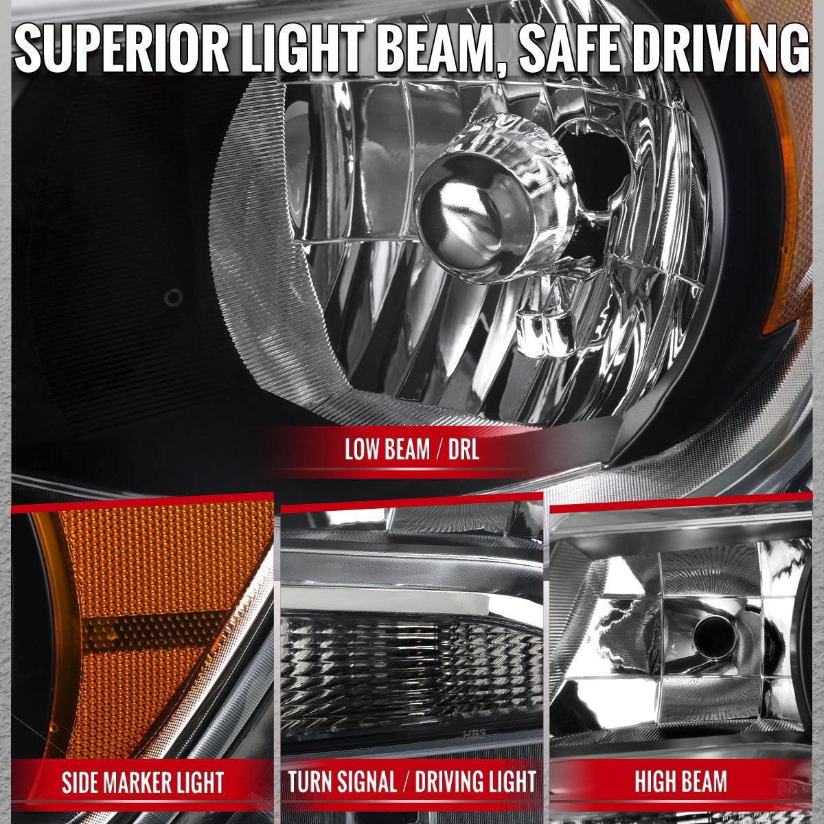 2015-2022 Chevrolet Colorado Factory Style Headlights (Black Chrome Housing / Clear Lens)