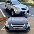 2002-2004 Honda CR-V Factory Style Headlights with Amber Reflector (Chrome Housing/Clear Lens)