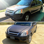 2002-2004 Honda CR-V Factory Style Headlights with Amber Reflector (Chrome Housing/Clear Lens)