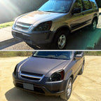 2002-2004 Honda CR-V Factory Style Headlights with Amber Reflector (Chrome Housing/Smoked Lens)