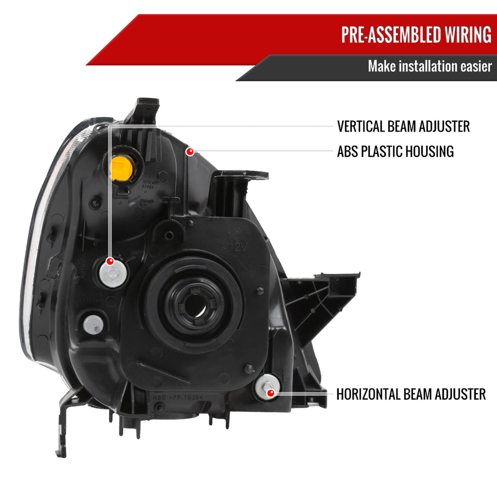 2002-2004 Honda CR-V Factory Style Headlights with Amber Reflector (Matte Black Housing/Clear Lens)