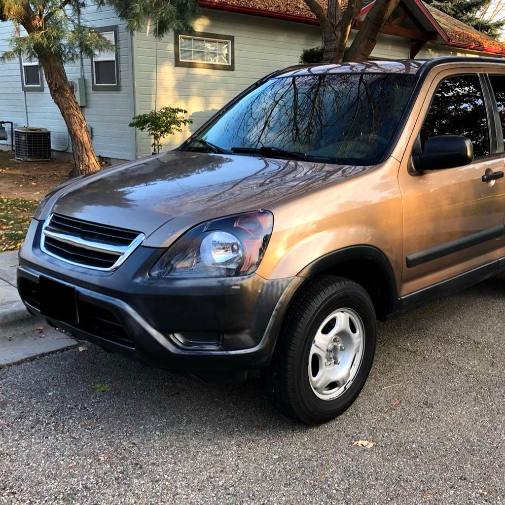 2002-2004 Honda CR-V Factory Style Headlights with Amber Reflector (Matte Black Housing/Clear Lens)