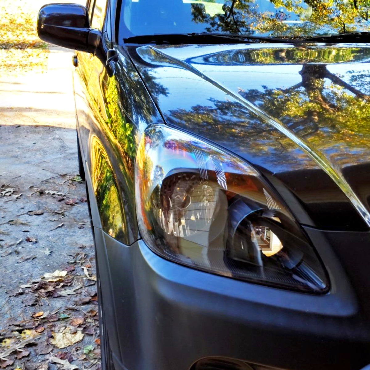 2005-2006 Honda CR-V Factory Style JP Headlights with Amber Reflectors (Matte Black Housing/Clear Lens)