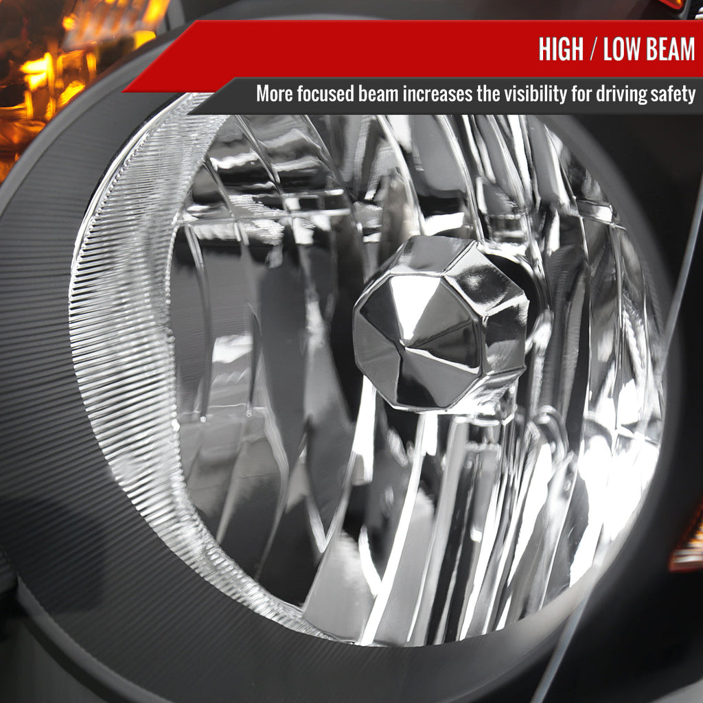 2005-2006 Honda CR-V Factory Style JP Headlights with Amber Reflectors (Matte Black Housing/Clear Lens)