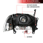 1997-2004 Dodge Dakota/ 1998-2003 Durango SMD LED Light Strip Factory Style Crystal Headlights (Chrome Housing/Clear Lens)