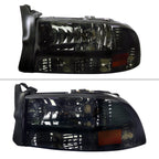 1997-2004 Dodge Dakota/ 1998-2003 Durango Crystal Headlights w/ Amber Reflector (Chrome Housing/Smoked Lens)