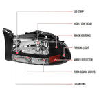 1997-2004 Dodge Dakota/ 1998-2003 Durango SMD LED Light Strip Factory Style Crystal Headlights (Matte Black Housing/Clear Lens)