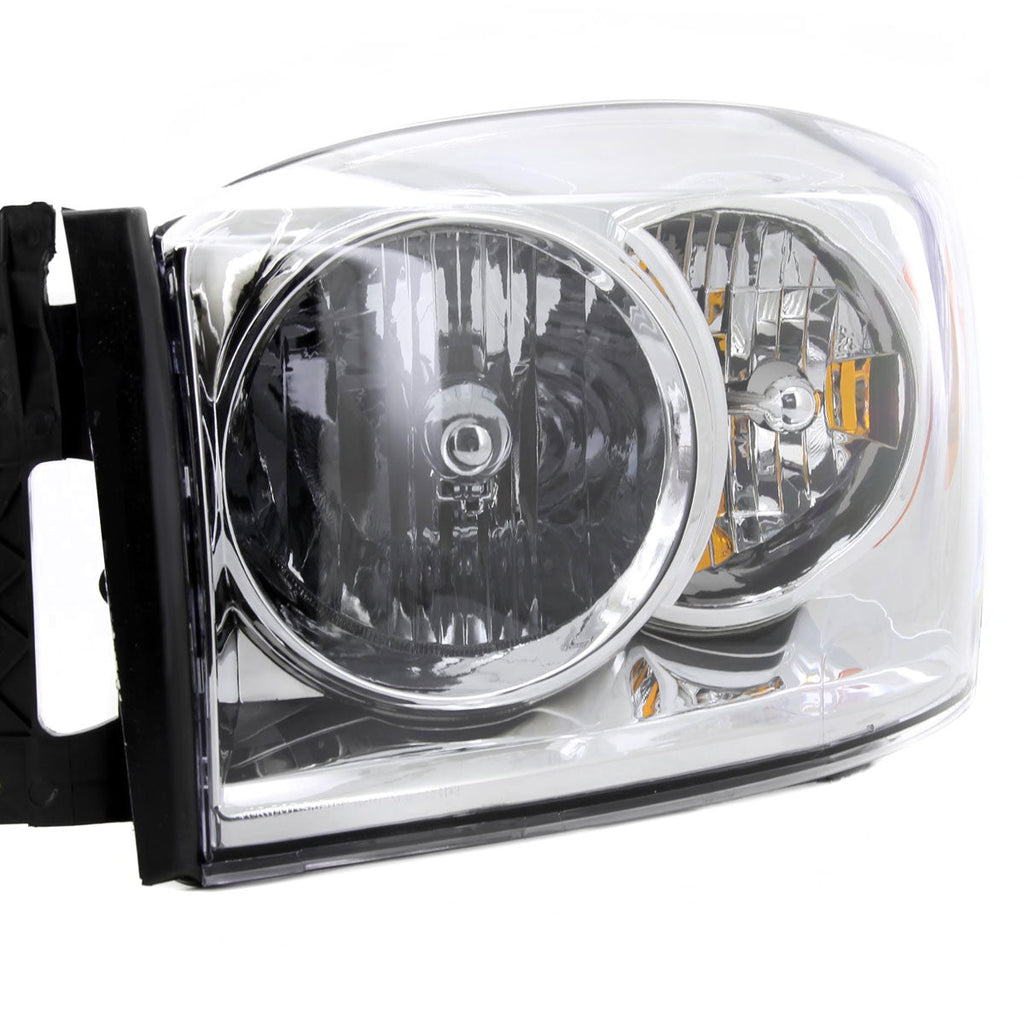 2006-2008 Dodge RAM 1500/ 2006-2009 RAM 2500 3500 Factory Style Crystal Headlights (Chrome Housing/Clear Lens)