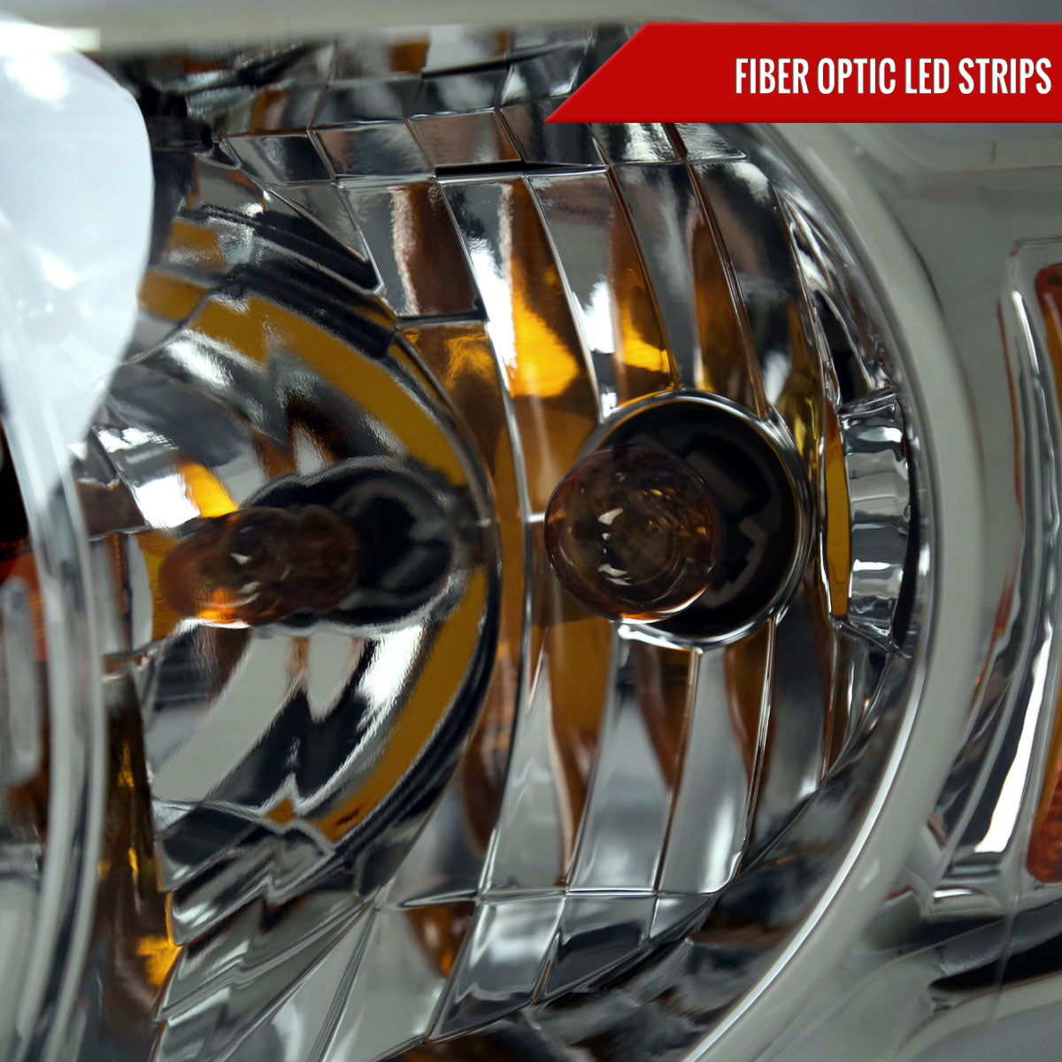 2006-2008 Dodge RAM 1500/ 2006-2009 RAM 2500 3500 LED Tube Factory Style Headlights with Amber Reflector (Chrome Housing/Light Smoked Lens)