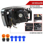 2006-2008 Dodge RAM 1500/ 2006-2009 RAM 2500 3500 LED Tube Factory Style Headlights with Amber Reflector (Chrome Housing/Light Smoked Lens)