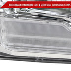 2009-2018 Dodge RAM 1500/2010-2018 RAM 2500 3500 Dual Switchback Sequential LED Bar Factory Style Headlights (Chrome Housing/Clear lens)