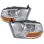2009-2018 Dodge RAM 1500 / 2019-2021 RAM Classic / 2010-2018 RAM 2500 3500 Factory Dual Style Headlights (Chrome Housing/Clear Lens)
