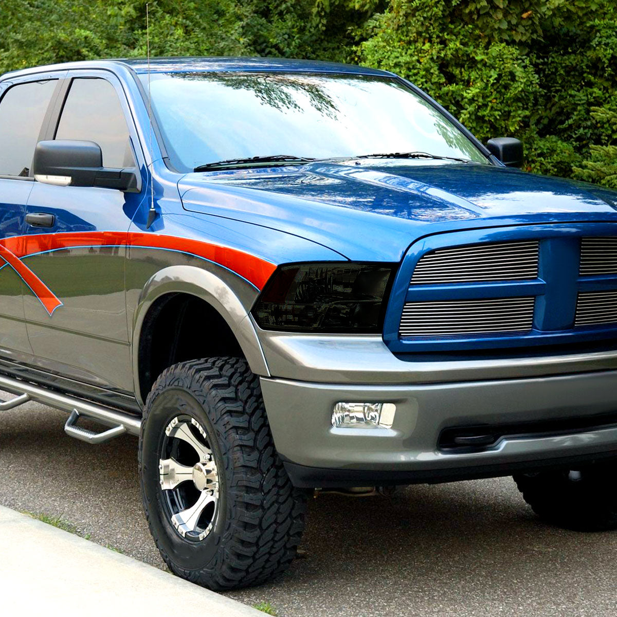 2009-2018 Dodge RAM 1500 / 2019-2021 RAM Classic / 2010-2018 RAM 2500 3500 Factory Quad Style Headlights (Chrome Housing / Smoked Lens)