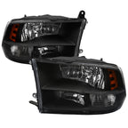 2009-2018 Dodge RAM 1500 / 2019-2021 RAM Classic / 2010-2018 RAM 2500 3500 Factory Quad Style Headlights (Matte Black Housing/Clear Lens)