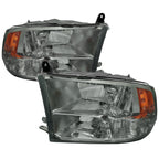 2009-2018 Dodge RAM 1500/ 2019-2021 RAM Classic/ 2010-2018 RAM 2500 3500 Factory Quad Style Headlights (Chrome Housing/Light Smoked Lens)