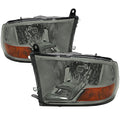 2009-2018 Dodge RAM 1500/ 2019-2023 RAM Classic/ 2010-2018 RAM 2500 3500 Factory Quad Style Headlights (Chrome Housing/Light Smoked Lens)