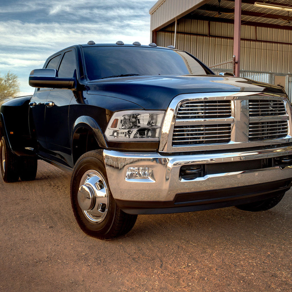 2009-2019 Dodge Ram 1500 2500 3500 Quad Style Headlights with LED Tube (Chrome Housing/Clear Lens)