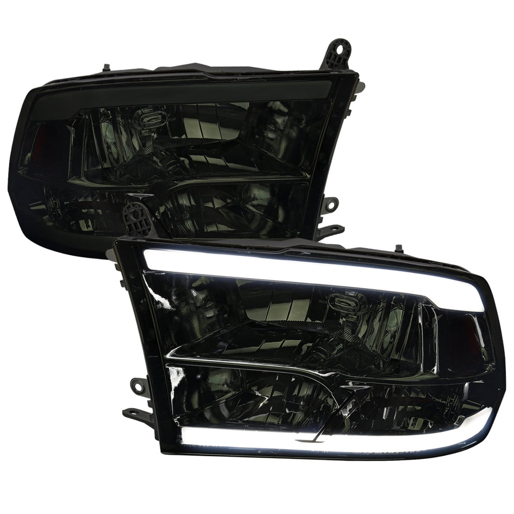 2009-2018 Dodge RAM 1500/ 2010-2018 Dodge RAM 2500/3500 LED Bar Factory Style Headlights (Chrome Housing/Clear Lens)