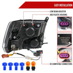 2009-2019 Dodge Ram 1500/ 2010-2019 Dodge Ram 2500/3500 LED Strip Factory Style Headlights (Matte Black Housing/Clear Lens)