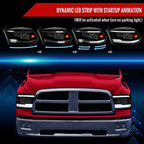 2009-2018 Dodge RAM 1500/2010-2018 RAM 2500 3500 Dual Switchback Sequential LED Bar Factory Style Headlights (Matte Black Housing/Smoked lens)