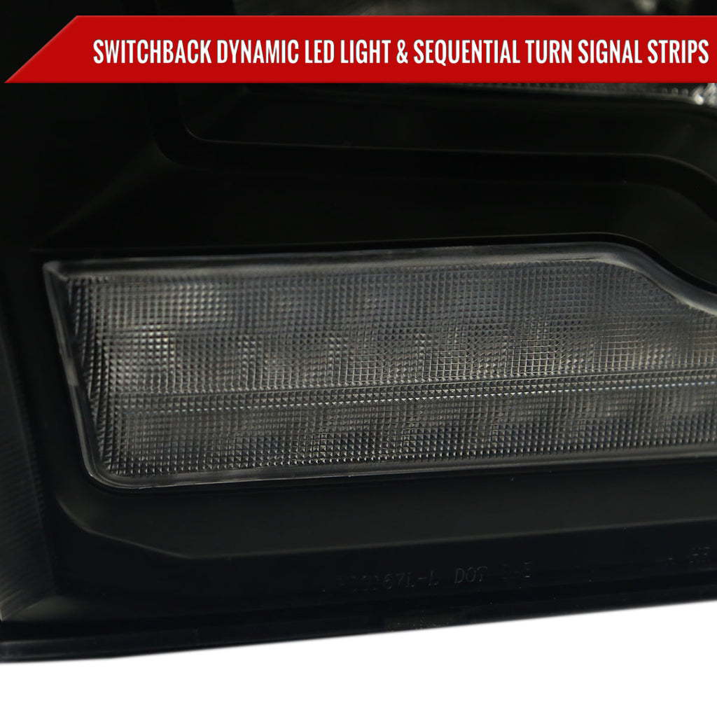 2009-2018 Dodge RAM 1500/2010-2018 RAM 2500 3500 Dual Switchback Sequential LED Bar Factory Style Headlights (Matte Black Housing/Smoked lens)