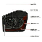 2004-2006 Dodge Durango Factory Style Headlights (Chrome Housing/Smoked Lens)
