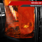 2003-2006 Ford Expedition Factory Style Headlights w/ Amber Reflector (Matte Black Housing/Clear Lens)
