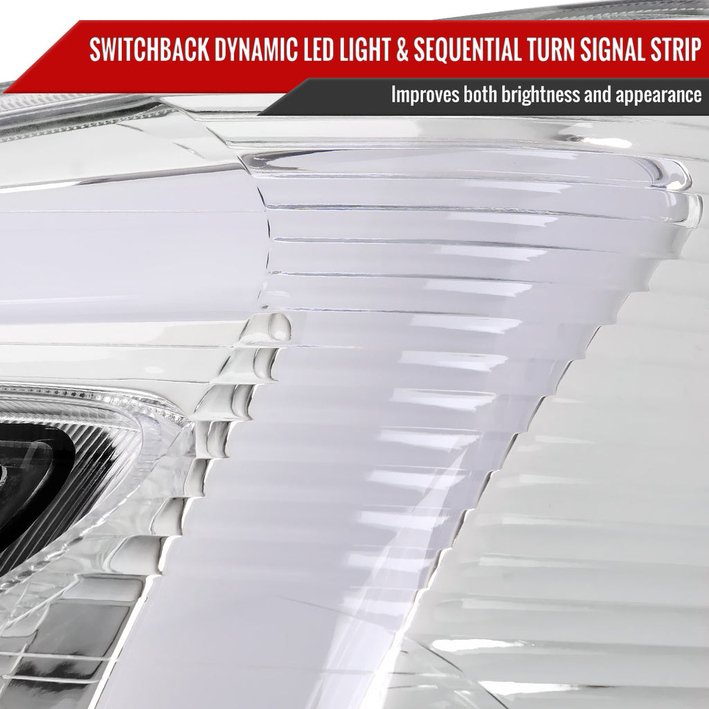 2005-2009 Chevy Equinox Factory Style Headlights with Sequential Switchback LED Bar Turn Signal (Chrome Housing/Clear Lens)
